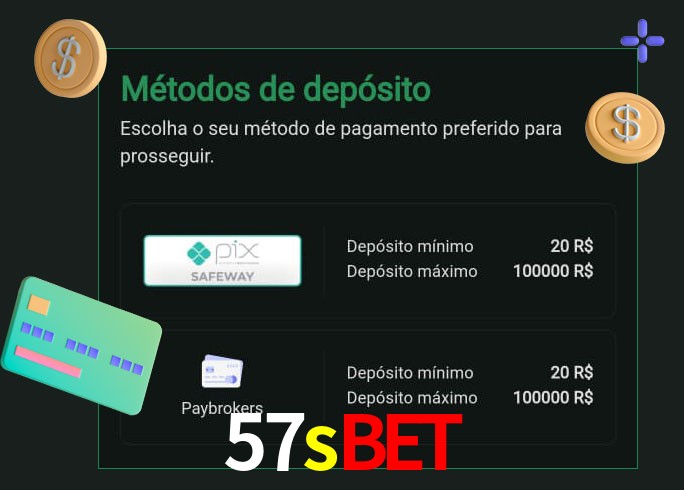 O cassino 57sbet oferece uma grande variedade de métodos de pagamento